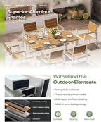 Aluminum Outdoor Dining Set for 6, Patio Table and Chairs Set - Image 4