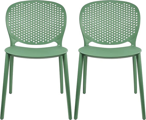 2xhome Set of 2 Patio Dining Chairs | Modern Stackable Outdoor Pool Side Chair by 2xhome