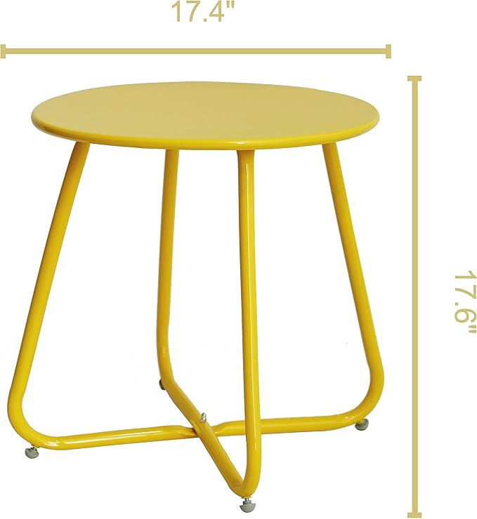 Elevon E-Coated Steel Side Table Weather Resistant Outdoor 17.5” Round End - Image 3