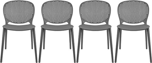 2xhome Set of 4 Patio Dining Chairs | Modern Stackable Outdoor Pool Side Chair by 2xhome