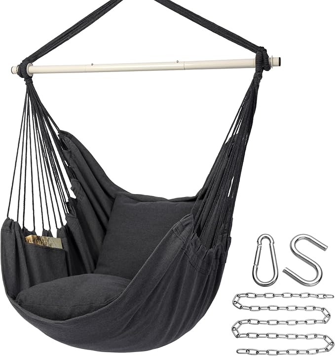 Y- STOP Hammock Chair Hanging Rope Swing Chair, Max 500 Lbs, 2 Seat Cushions by Y-STOP