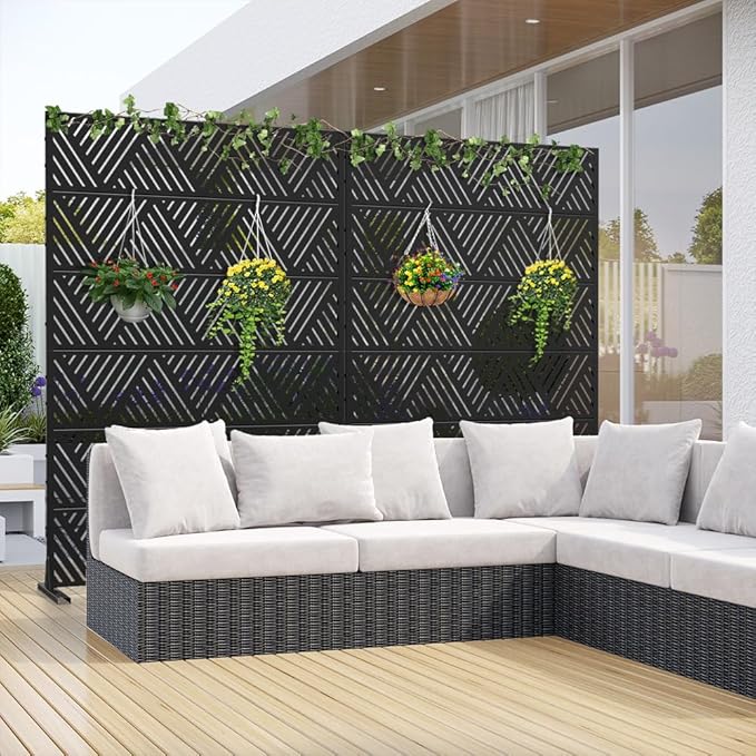 Casaphoria Metal Privacy Screen Outdoor, Triangular Black - Image 3