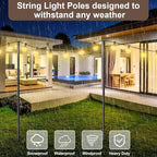 4 Pack String Light Poles for Outdoor, Metal Light Hanging Pole Outside - Image 3