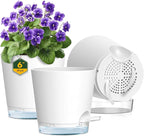 6 inch Self Watering Pots for Indoor Outdoor Plants, 3 Pack Flower Plant Pots by Meowell