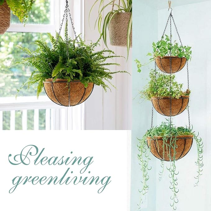 Hanging Plant Basket Flower Holder-Metal Wire Round Hanging Basket Planter - Image 6