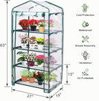 Mini Greenhouse for Indoor Outdoor, Plant Green House 4-Tier Rack Stand - Image 3