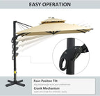 Outsunny 10ft Offset Patio Umbrella, Hanging Cantilever Umbrella, Square Shape - Image 3