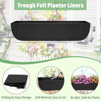 Riare 4 Pack 30 Inch Black Fabric Window Box Liners- Felt Square Trough Planter - Image 2