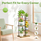 iDavosic.ly 4 Tier Plant Stand Indoor, Tiered Corner Metal Wood Multiple Flower - Image 2