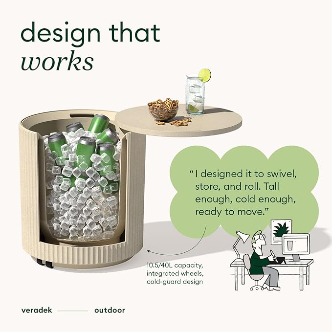 Veradek Outdoor Cooler Side Table - 2 in 1 - Designed - Image 3