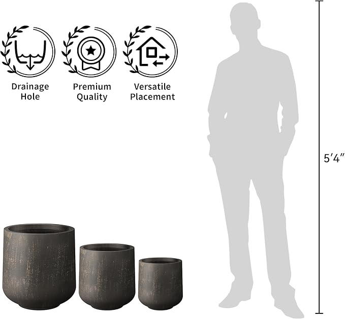 Kante 15.3"+11.6"+8.2" Dia Round Concrete Planter, Large Outdoor Indoor Planter - Image 7