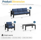 Solaste Aluminum Outdoor Patio Furniture Set, 5 Seats Patio Sectional Sofa - Image 2