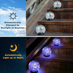 Solar Garden Lights Outdoor Waterproof, 4 Pack 30 LEDs Cracked Glass Ball Light - Image 2