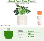 10 inch Ceramic Plant Pots for Indoor Plants, Rainbow Pearl Glaze Planter - Image 2