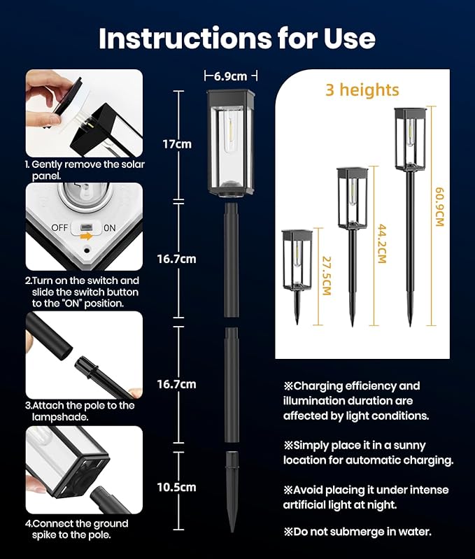 Solar Pathway Lights Outdoor, 2 Pack Bright Solar Lights Outdoor, IP65 - Image 8
