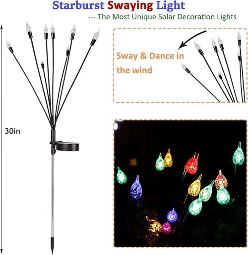 2 Pack Each 8 LEDs Solar Garden Lights Waterproof Outdoor Landscape Path - Image 2