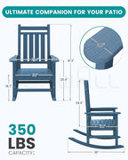 SERWALL Oversized Outdoor Rocking Chair Set of 2, HDPE Rocker - Image 3