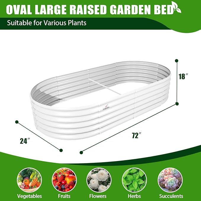 A ANLEOLIFE 6X2X1.5 ft Galvanized Raised Garden Beds Outdoor, Oval Round Metal - Image 2