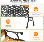 VINGLI Classic Cast Iron & Teak Arched Back Rectangular Outdoor Bench, 470 lbs - Image 5