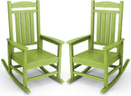 KINGYES Outdoor Rocking Chair Set of 2, High Density Polyethylene Patio Rocking by KINGYES