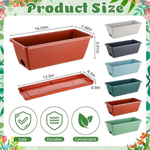 12 Pack Window Box Planter 17 Inches Rectangular Vegetable Flower Planters - Image 2