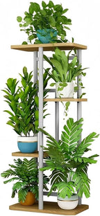 LINZINAR Plant Stand Indoor 4 Tier 5 Potted Multiple Plant Shelf Stands by LINZINAR