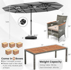 Tangkula 10 Pieces Patio Wicker Dining Set w/Double-Sided Patio Umbrella - Image 4