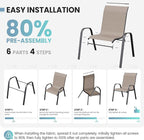 Patio Dining Chairs Set of 2, Outdoor Stackable Chairs, Breathable Seat and - Image 7