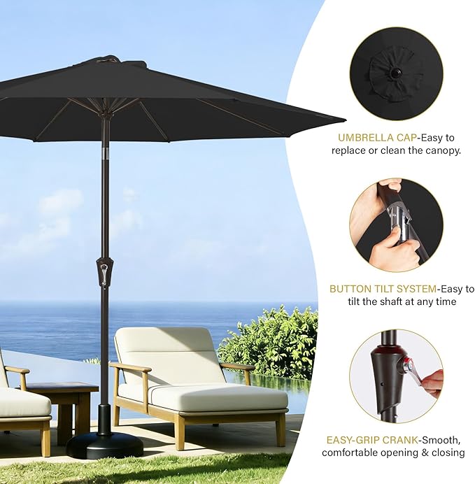MEWAY 9ft Patio Umbrella Outdoor Table Umbrellas - Image 6