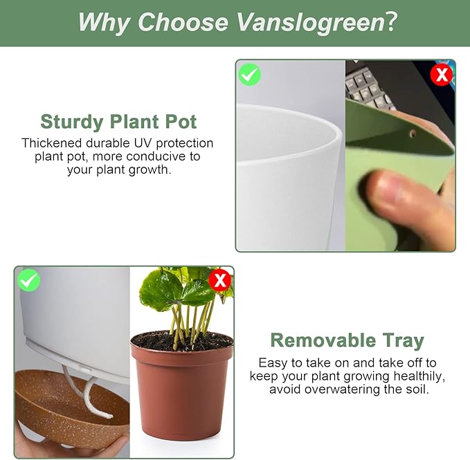 Planters for Indoor Plants, 10/9/8 Inch Self Watering Plant Pots - Image 5
