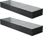 12x2x1 ft Galvanized Raised Garden Bed, Outdoor Planter Box Metal Patio Kit by Zunatu