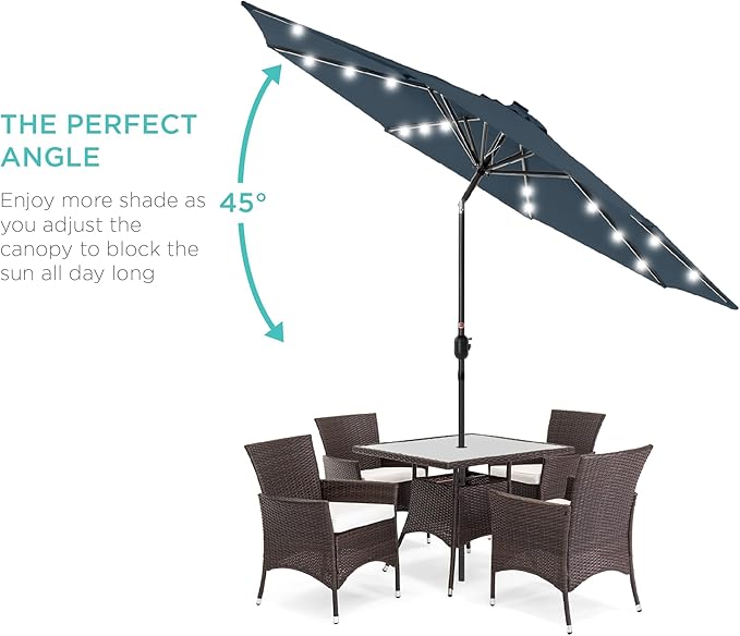 Best Choice Products 10ft Solar Polyester LED Lighted Patio Umbrella w/Tilt - Image 2