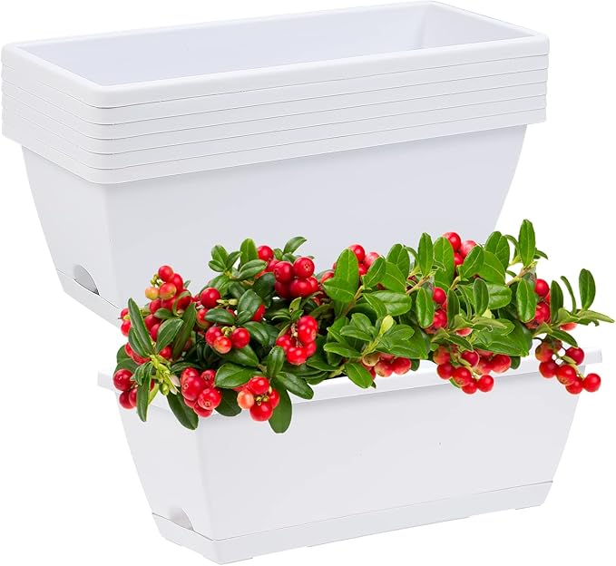 Window Box Planter, 7 Pack Plastic Vegetable Flower Planters Boxes 17 Inches by CHUKEMAOYI