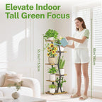 iDavosic.ly 5 Tier Indoor Plant Stand, Corner Tall Metal & Wood Flower Shelf - Image 6