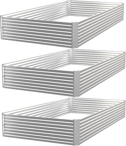3 Pack Raised Beds for Gardening, Corrugated Galvanized Steel Raised Garden Bed by OZMSHF