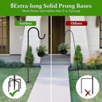 48" Shepherds Hooks for Outdoor, Heavy Duty Garden Bird Feeder Pole for Hanging - Image 8