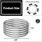 2x2x1ft Galvanized Round Raised Garden Bed, Outdoor Planter Box Metal Patio Kit - Image 2