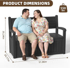 EasyUp 80 Gallon Wood Grain Style Outdoor Storage Bench, Waterproof and - Image 3