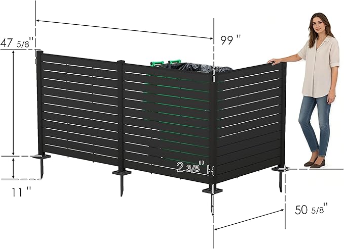 Kozyard 50" W x 48" H Outdoor Privacy Screens Aluminum Post, Air Conditioner - Image 8