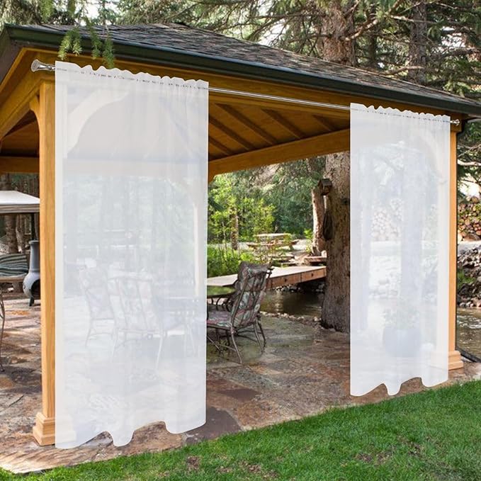 SpaceDresser Waterproof Outdoor Sheer Curtains by SpaceDresser