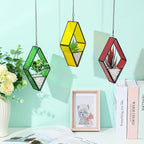 Yaomiao 3 Pcs Stained Glass Hanging Plant Terrariums Hanging Glass Planter - Image 4