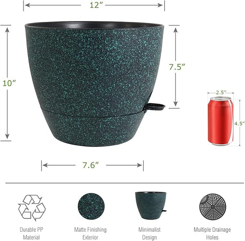 12inch 2Pack Large Self Watering Planters, Plastic Plant Pots - Image 2