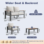 Aoxun Aluminum Patio Furniture Set 4 Seats, Oversized Outdoor Sectional - Image 7