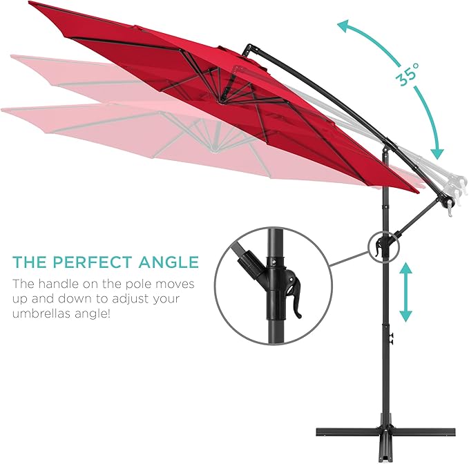 Best Choice Products 10ft Offset Hanging Market Patio Umbrella w/Easy Tilt - Image 4