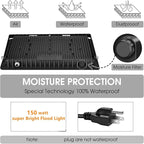 3 Pack 150W LED Flood Light Outdoor, Super Bright Exterior Security Light - Image 6