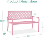 Best Choice Products Outdoor Bench 2-Person Metal Steel Benches Furniture - Image 2
