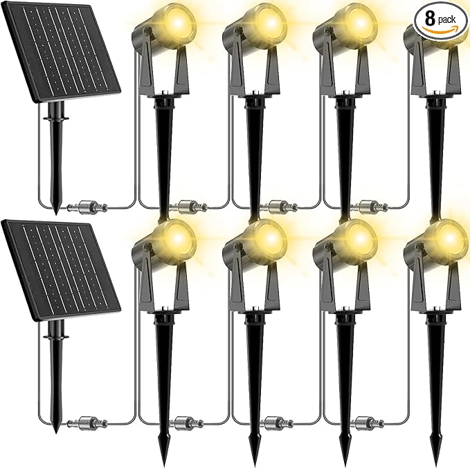 ZYAN Solar Landscape Spotlights, Separate Monocrystalline Panels & USB-C by ZYAN