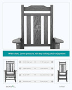 SERWALL Gray Outdoor Rocking Chair Set of 4, All Weather Patio Rocking Chair - Image 7