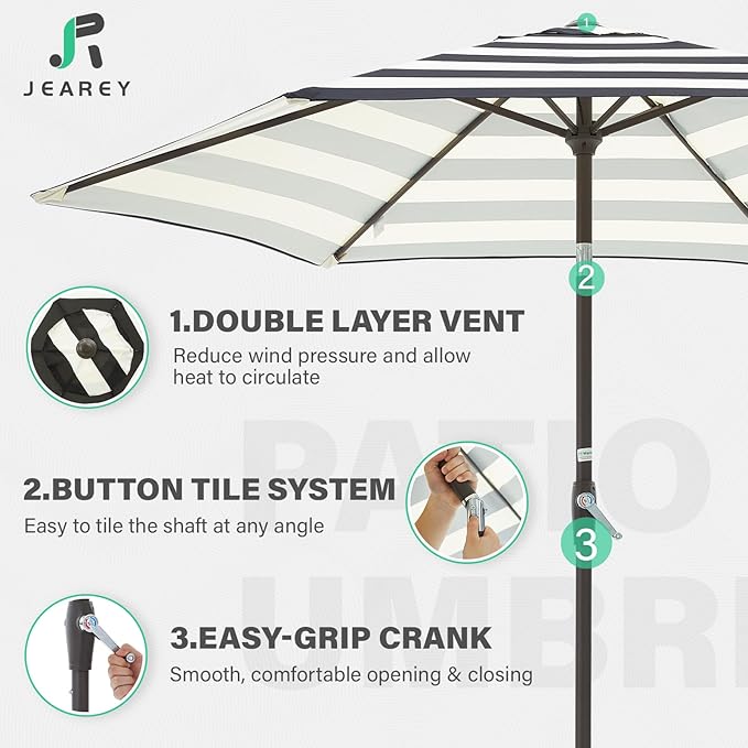 JEAREY 7.5FT Patio Umbrella Outdoor Market Umbrella - Image 3