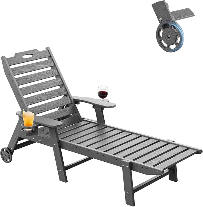 Carauci Lounge Chair Outdoor, HDPE Chaise Lounge by Carauci